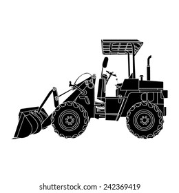 silhouette of wheeled tractor vector 