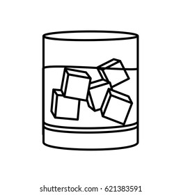 silhouette whiskey drink cocktail glass with ice cubes vector illustration