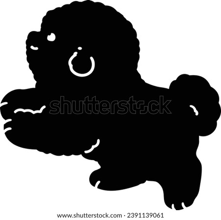 Silhouette of white Bichon Frise jumping with details