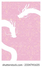 Silhouette of white dragon and pink background, Vector illustration
