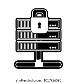 silhouette wifi router technology with padlock security