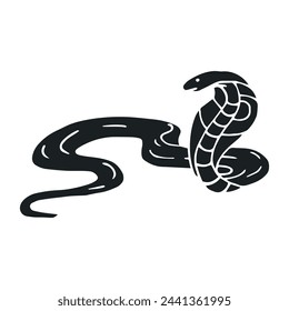 Silhouette of a wild animal of the African savannah. Stencil of a king cobra snake. Vector graphics.