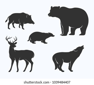 Silhouette of wild animal collection