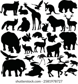 Silhouette Wild Animals Icons Bundle
