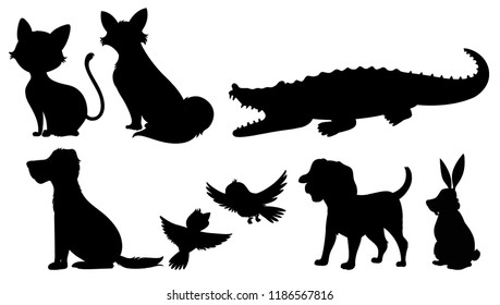 Silhouette of wild animals illustration