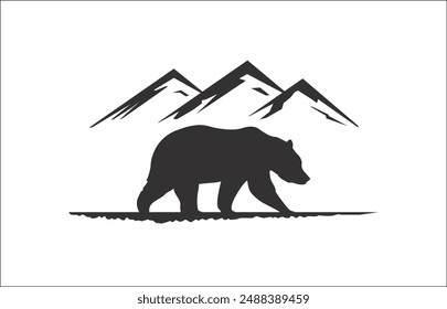 silhouette of the wild bear animal nature vector illustration 