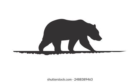 silhouette of the wild bear animal nature vector illustration 