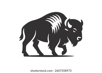 silhouette of the wild bison animal nature vector illustration 