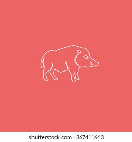 Silhouette of the wild boar. Flat illustration.