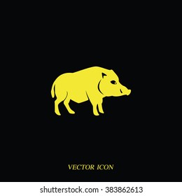 Silhouette of the wild boar. Flat illustration.