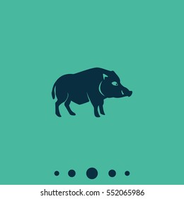 Silhouette of the wild boar. Flat illustration.