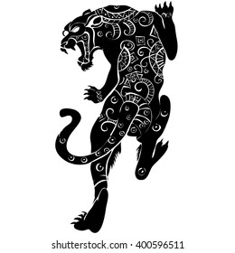 Silhouette of a wild cat.  