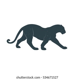 Silhouette of a wild cat. Panther, Cheetah. Isolated vector image. Vintage. Flat.