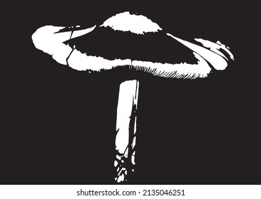 Silhouette of a wild mushroom