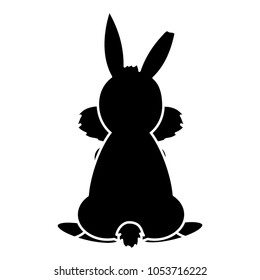 Silhouette Wild Rabbit Animal Back With Nice Tail