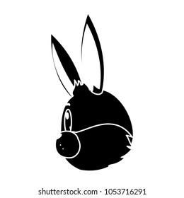 silhouette wild rabbit head sideways animal