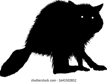 Silhouette of a wild raccoon, scientifically known as Procyon lotor. Vector illustration.