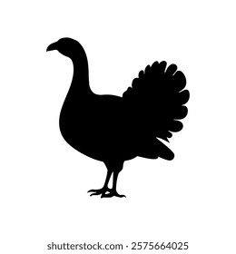 Silhouette of wild turkey bird icon vector flat illustration design.