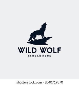 Silhouette of the wild wolf logo design