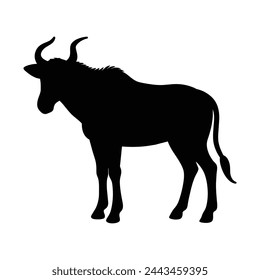 silhouette of a wildebeest on white