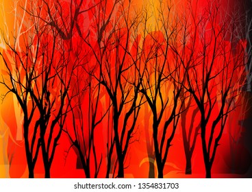 Silhouette of wildfire background