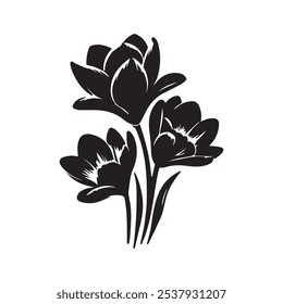 Silhouette Wildblumen-Set, Abstrakte botanische schwarze Elemente, Vektorgrafik Botanik-Design. 