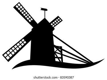 The silhouette of windmill