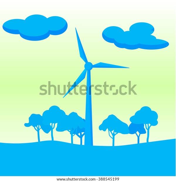 Silhouette of windmill\
with forest and sky