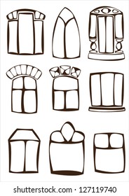 silhouette windows set isolated on white background