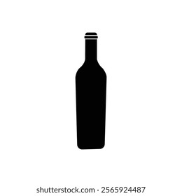 Silhouette wine bottle. Wine bottle. Silhouette champagne bottle. Vector icon. Stencil of wine bottle. Jar icon. Glass container. Logo template.