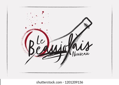 Silhouette of a wine bottle from a single line. Chalk style logo