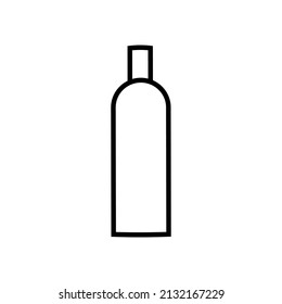Silhouette wine bottle vector icon Vine bottle Silhouette сhampagne bottle Stencil of wine bottle Jar icon Glass container Logo template Flask template Contour isolated vector image white backgroung