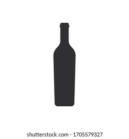 Silhouette wine bottle. Vine bottle. Silhouette сhampagne bottle. Vector icon. Stencil of wine bottle. Jar icon. Glass container. Logo template. Flask template.

