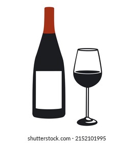 Silhouette of a wine bottle and the wineglass