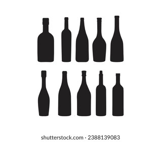 silhouette of wine bottles vector