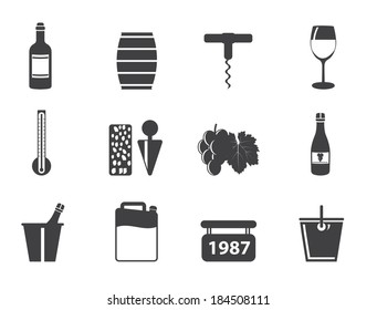 Silhouette Wine and drink Icons - Vector Icon Set