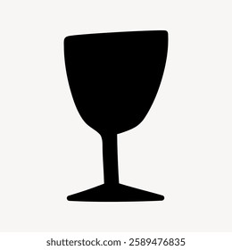 Silhouette of a wine glass. Black wine glass icon. Simple wine glass design. Minimalist wine glass illustration on a white background. Drink illustration vector.