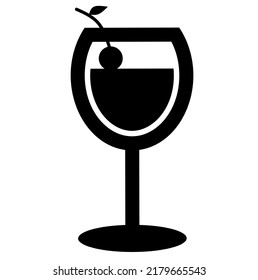 Silhouette wine glass with Cherry isolated on white background