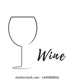 Silhouette of a wine glass in linear style. Wine glass icon. Glass icon. Vector.