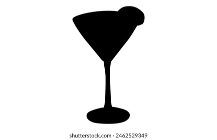 silhouette of wineglass cocktail and lemon