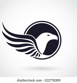 silhouette winged eagle bird logo