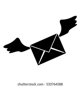 silhouette winged email envelope mail express