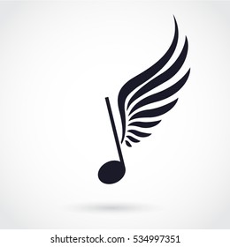 silhouette winged note music symbol