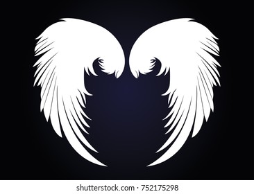 Silhouette wings. Vector illustration on white background. Black and white style.