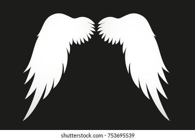 Silhouette wings. Vector illustration on white background. Black and white style.