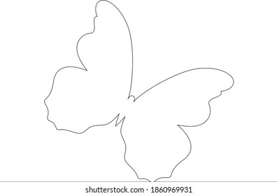 Silhouette of a wingspan of a large butterfly. One continuous drawing line, logo single hand drawn art doodle isolated minimal illustration.