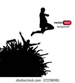 Silhouette of a winner. Banner.
