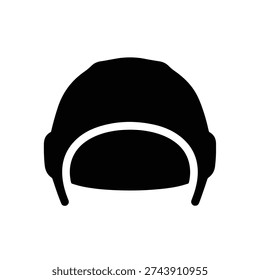 A silhouette of a winter hat with earflaps on a white background, silhouette.