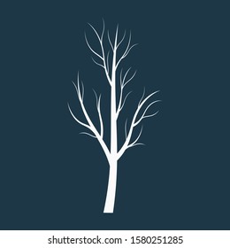Silhouette winter naked tree without leaves.