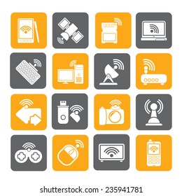 Silhouette Wireless and communications icons - vector icon set